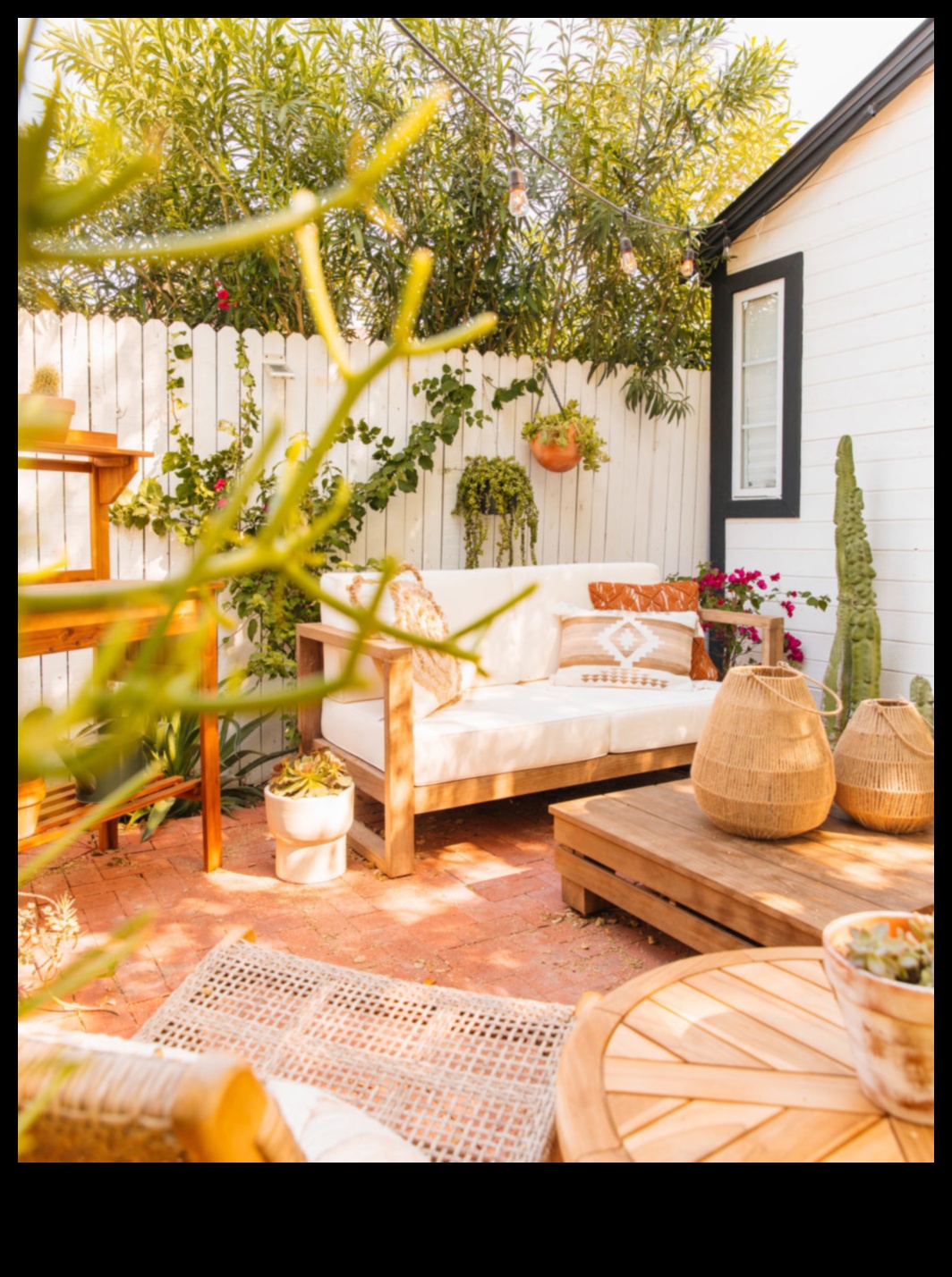 Îmi puteți recomanda modalități de a utiliza Decorul eclectic de terasă în aer liber cu perne Boho vibrante?